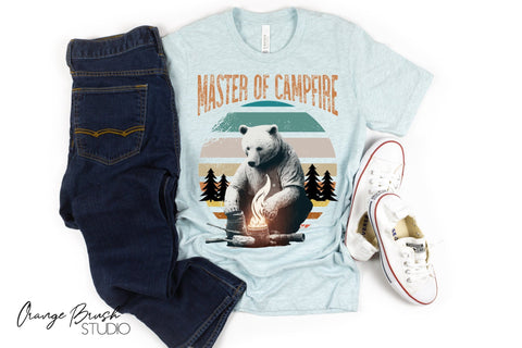 Funny Camping Sublimation Design, Bear Camper and Campfire Sublimation OrangeBrushStudio 