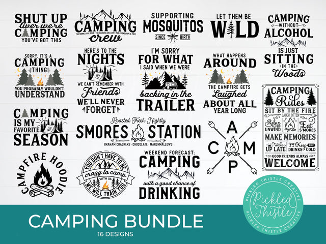 Funny Camping SVG Bundle - SVG Cut Files Bundle, Summer SVG SVG Pickled Thistle Creative 