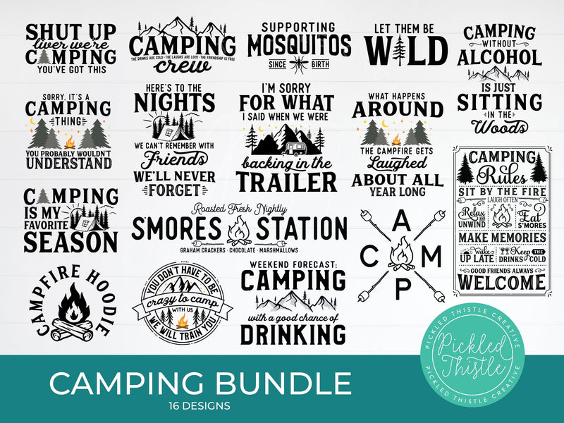 Funny Camping SVG Bundle - SVG Cut Files Bundle, Summer SVG SVG Pickled Thistle Creative 