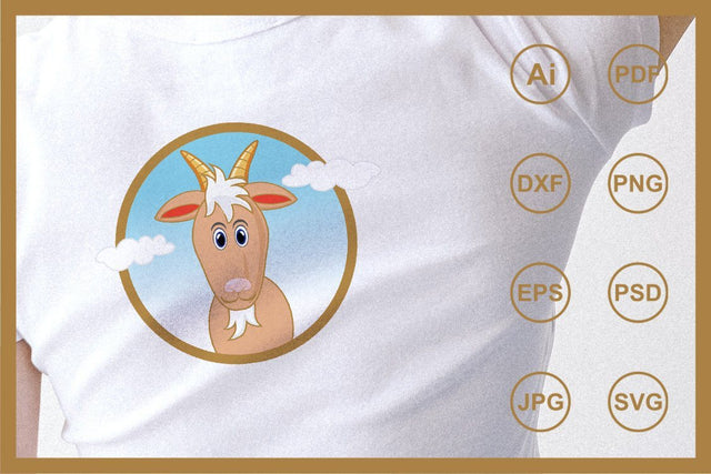 Funny cartoon character goat illustration SVG Leamsign Studio 