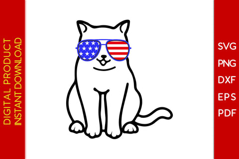 Funny Cat Meowica Patriotic 4th Of July SVG PNG PDF Cut File SVG Creativedesigntee 