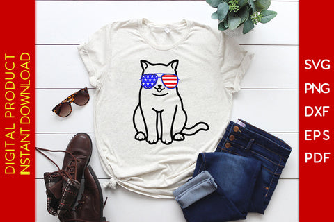 Funny Cat Meowica Patriotic 4th Of July SVG PNG PDF Cut File SVG Creativedesigntee 