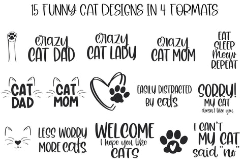 Funny Cat SVG Bundle, Cat Mom svg, Cat Dad svg, SVG Files for cat lovers gift, funny cat tshirt SVG Designing Digitals 
