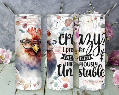 Funny Chicken 20oz Skinny Tumbler, Farm Tumbler Png, Farm Animal Png, Chicken Animal Tumbler Png, Floral Chicken Tumbler Sublimation DesignSVG 