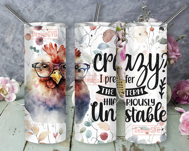Funny Chicken 20oz Skinny Tumbler, Farm Tumbler Png, Farm Animal Png, Chicken Animal Tumbler Png, Floral Chicken Tumbler Sublimation DesignSVG 