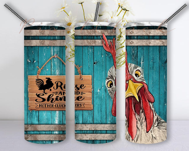 Funny Chicken 20oz Skinny Tumbler PNG, Rooster Sublimation Design Download, Rooster Colorful Tumbler Wrap Waterslide Digital Download Sublimation PixelChick 