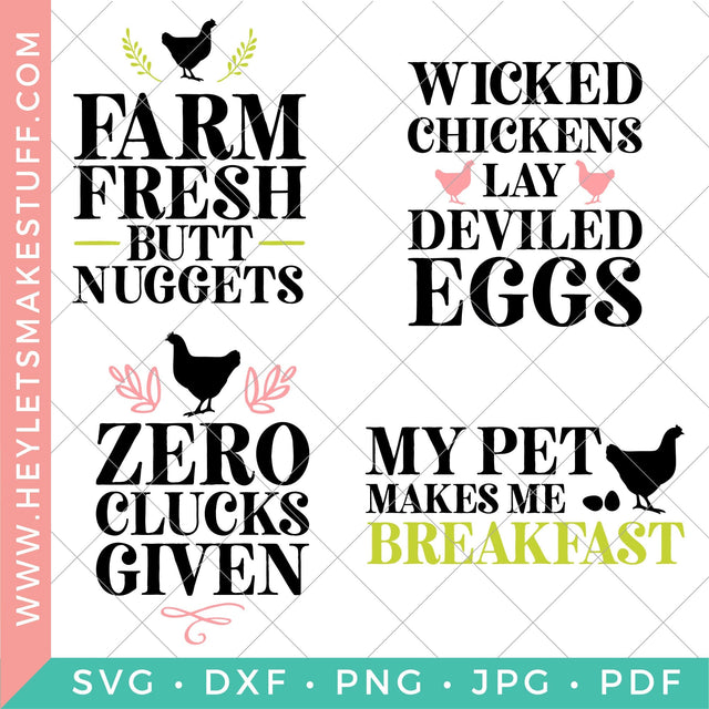 Funny Chicken Eggs Bundle SVG Hey Let's Make Stuff 
