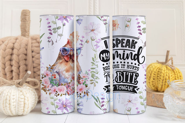 FUNNY Chicken Floral watercolor Tumbler, Western Tumbler 20oz Skinny Tumbler Design, 20 oz skinny tumbler sublimation design download Sublimation BouDesign 