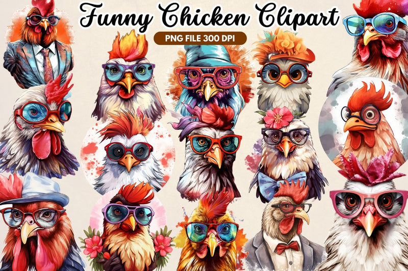 Funny Chicken Sublimation Clipart - So Fontsy