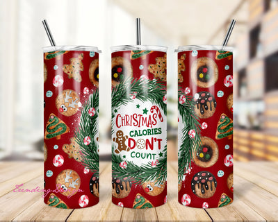 Funny Christmas 20oz Skinny Tumbler Design, Christmas Calories Don't Count Tumbler Sublimation Design, Chocolate Sublimation PNG Download Sublimation TrendingDesign 