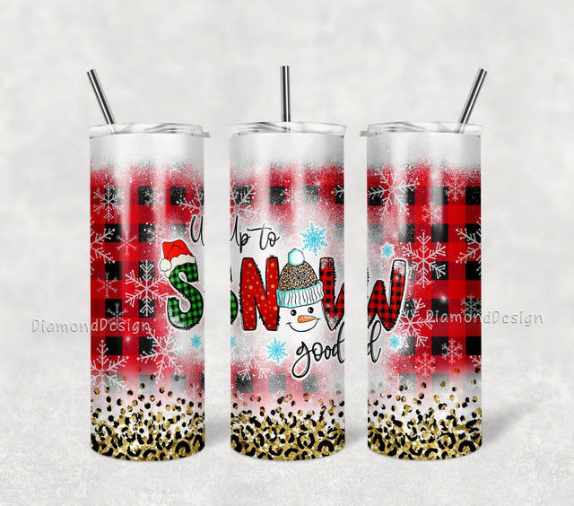 Funny Christmas 20oz Skinny Tumbler Santa Quote Cheetah Print Plaid Wrap PNG Sublimation Designs Sublimation DiamondDesign 