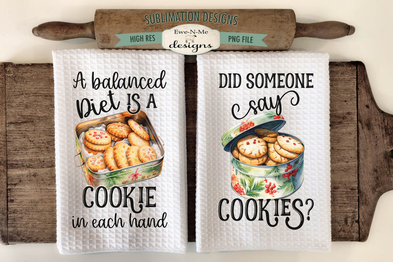 Funny Christmas Cookies Kitchen Towel Sublimation Designs Sublimation Ewe-N-Me Designs 