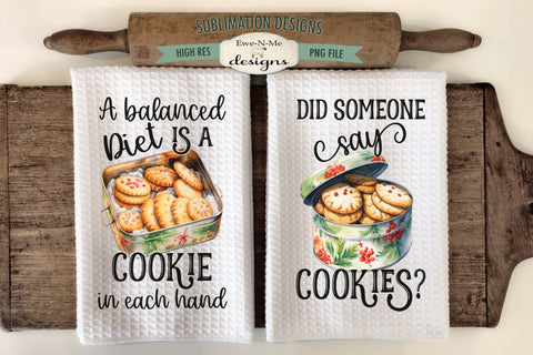 Funny Christmas Cookies Kitchen Towel Sublimation Designs Sublimation Ewe-N-Me Designs 