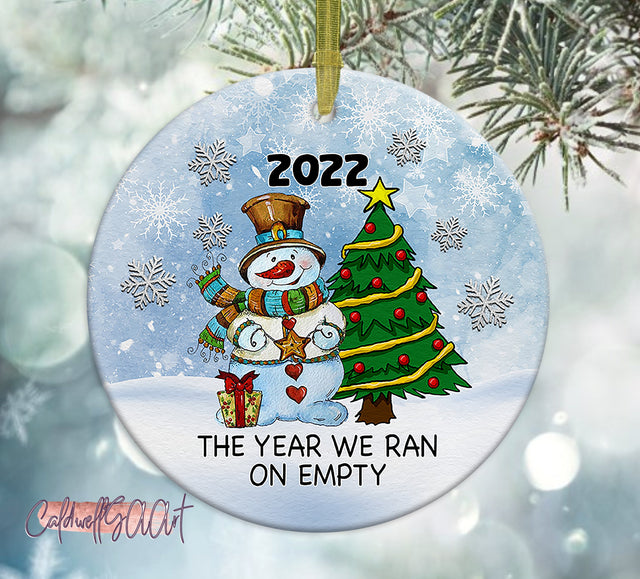Funny Christmas Gas Ornament 2022 - Sublimation Design Download - Funny Snowman - The Year We Ran On Empty Png - Digital Download Sublimation CaldwellArt 