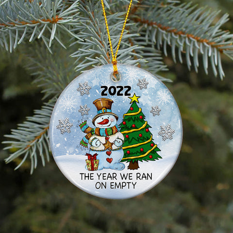 Funny Christmas Gas Ornament 2022 - Sublimation Design Download - Funny Snowman - The Year We Ran On Empty Png - Digital Download Sublimation CaldwellArt 