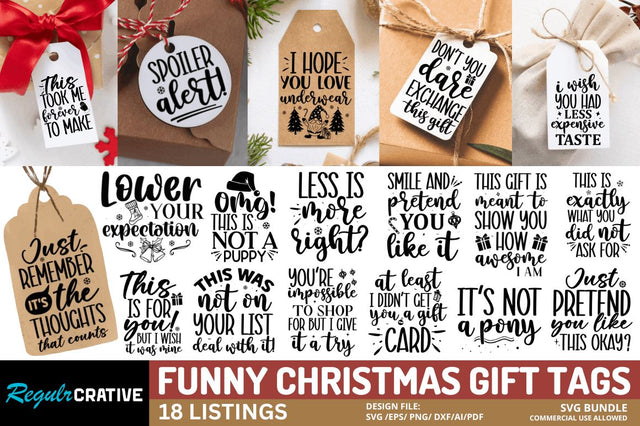 Funny Christmas Gift Tags SVG Bundle SVG Regulrcrative 