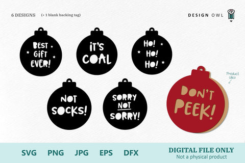 Funny Christmas Gift Tags SVG Design Owl 