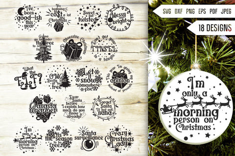 Funny Christmas Ornament Svg Bundle. Round Christmas Ornaments Svg. Merry Christmas Svg. Funny Quotes, Sayings and Phrases Dxf Eps Png Pdf SVG Mint And Beer Creations 