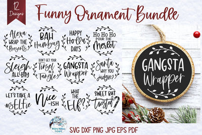 Funny Christmas Ornament SVG Bundle SVG Wispy Willow Designs 