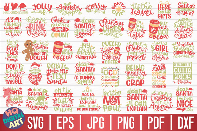 Funny Christmas Quotes SVG Bundle | 40 Designs SVG HQDigitalArt 