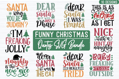 Funny Christmas Quotes SVG Bundle SVG akazaddesign 