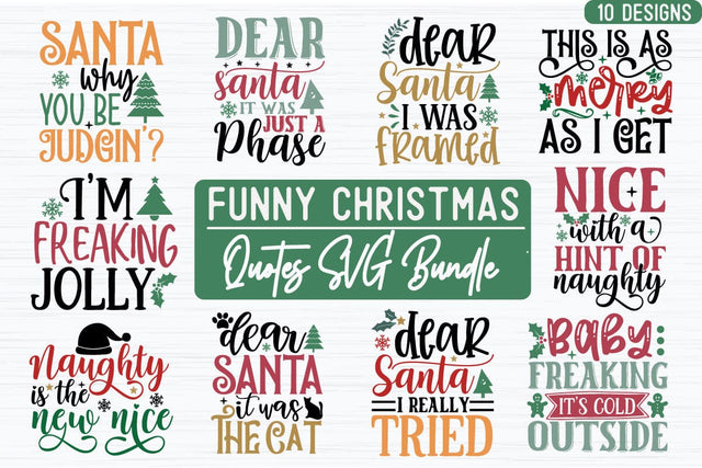 Funny Christmas Quotes SVG Bundle SVG akazaddesign 