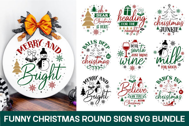 Funny Christmas Round Sign Svg Bundle 2 SVG designmaster24 