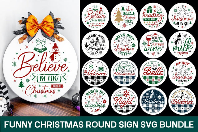 Funny Christmas Round Sign Svg Bundle SVG designmaster24 