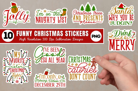 Funny Christmas Stickers Bundle Sublimation Regulrcrative 