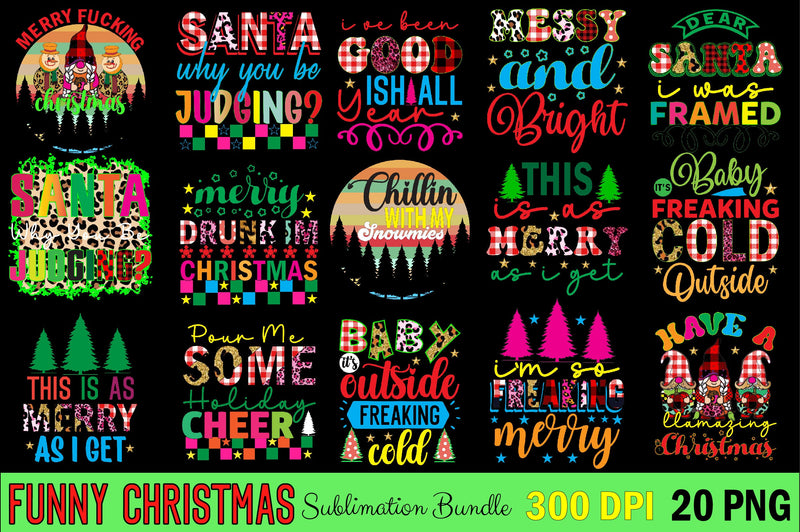 Funny Christmas Sublimation Bundle So Fontsy