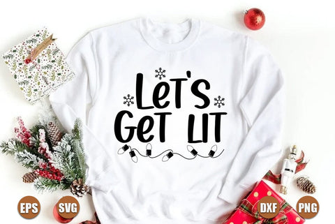 Funny christmas SVG Design, Lets get lit SVG FiveStarCrafting 