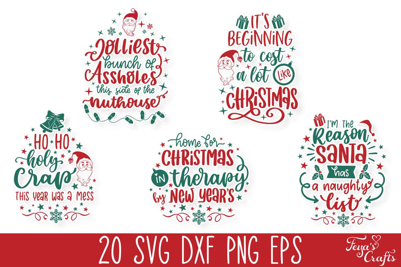 Funny Christmas SVG Quotes Bundle - So Fontsy