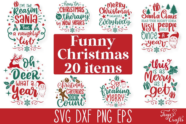Funny Christmas SVG Quotes Bundle SVG Feya's Fonts and Crafts 