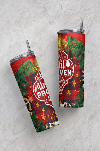 Funny Christmas Tumbler Wrap PNG Nice Until Proven Naughty Seamless Sublimation Designs Downloads - Skinny 20oz Sublimation CaldwellArt 