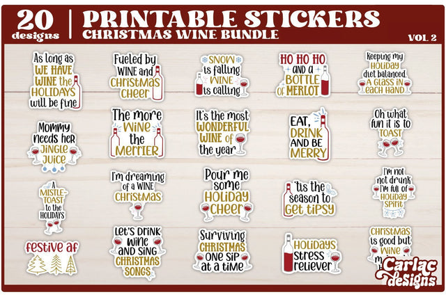 Funny Christmas Wine Stickers | Funny Christmas Stickers 2 Sublimation Carla C Designs 