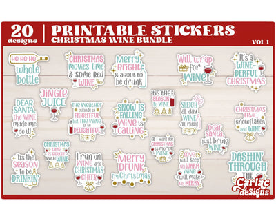 Funny Christmas Wine Stickers | Funny Christmas Stickers Sublimation Carla C Designs 