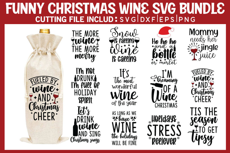 Funny Christmas Wine SVG Bundle SVG md faruk hossain 
