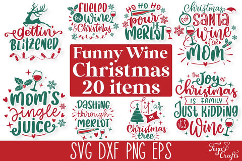 Funny Christmas Wine SVG Quotes Bundle SVG Feya's Fonts and Crafts 