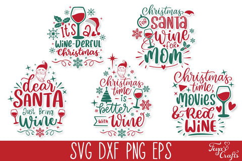 Funny Christmas Wine SVG Quotes Bundle SVG Feya's Fonts and Crafts 
