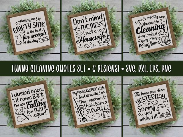 Funny Cleaning Quotes SVG Bundle SVG Caffeinated SVGs 