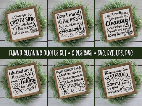 Funny Cleaning Quotes SVG Bundle SVG Caffeinated SVGs 