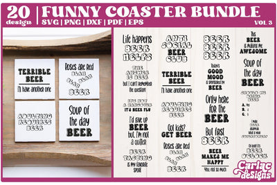 Funny Coaster SVG Bundle | Beer Coaster Bundle | Alcohol SVG Bundle | Vol 3 SVG Carla C Designs 