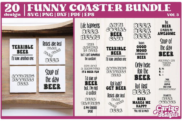 Funny Coaster SVG Bundle | Beer Coaster Bundle | Alcohol SVG Bundle | Vol 3 SVG Carla C Designs 