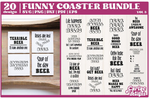 Funny Coaster SVG Bundle | Beer Coaster Bundle | Alcohol SVG Bundle | Vol 3 SVG Carla C Designs 