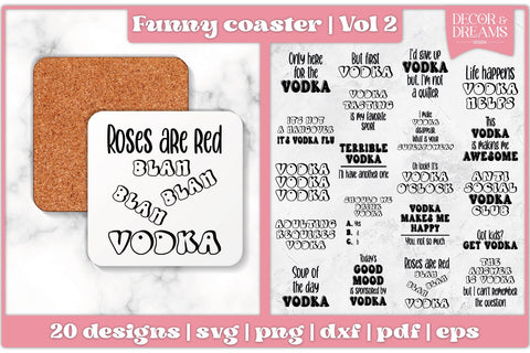 Funny Coaster SVG Bundle | Vodka Coaster Bundle | Alcohol SVG Bundle | Vol 2 SVG Decor and Dreams 