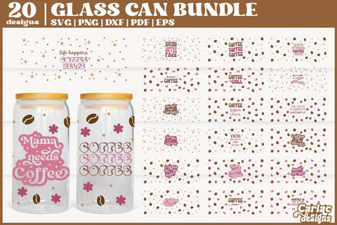 Funny Coffee Can Glass Wrap Bundle | Coffee Glass Can Wrap SVG Carla C Designs 