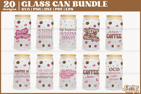 Funny Coffee Can Glass Wrap Bundle | Coffee Glass Can Wrap SVG Carla C Designs 