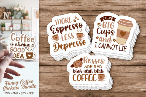 Funny Coffee Stickers Bundle, Coffee Sticker Bundle, Stickers Bundle SVG SvgMonkeys 