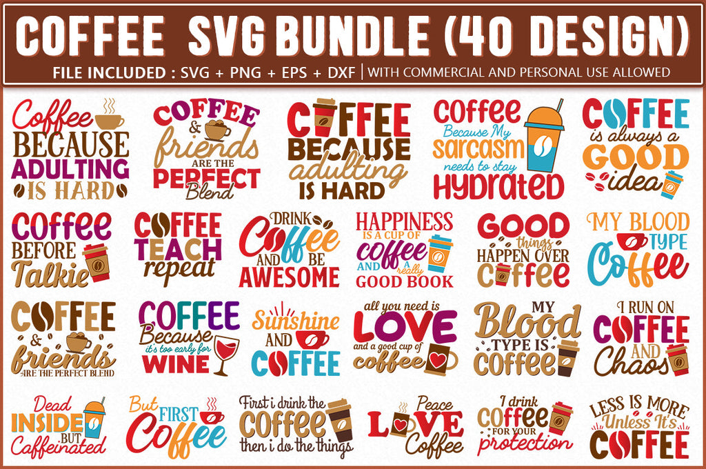 Funny Coffee SVG Bundle, 40 Designs - So Fontsy