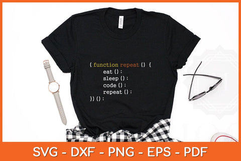 Funny Computer Science Programmer Eat Sleep Code Svg Cutting File SVG Helal 